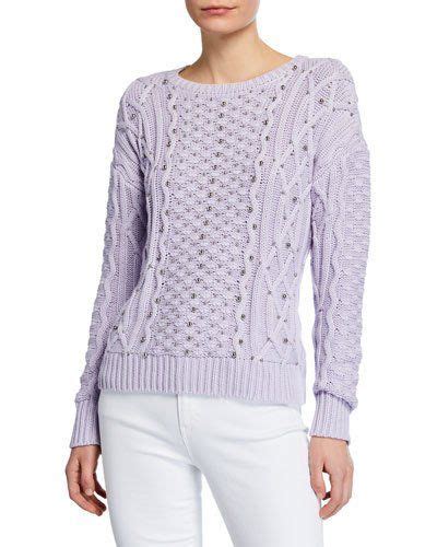 michael michael kors embellished purple cable knit sweater|Michael Kors.